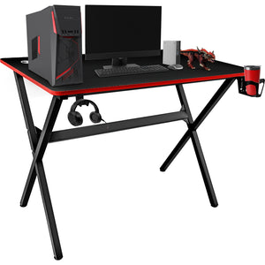 Escritorio Gamer Acero Mesa Mdf Portavasos Soporte Audifonos
