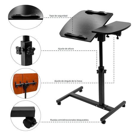 Mesa Para Laptop Portatil Ruedas Altura Ajustable 67x40x94