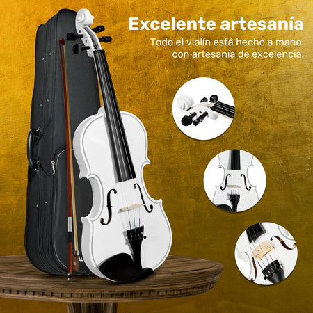 Violín Acústico 4/4 Incluye Arco, Brea y Estuche Color Blanco