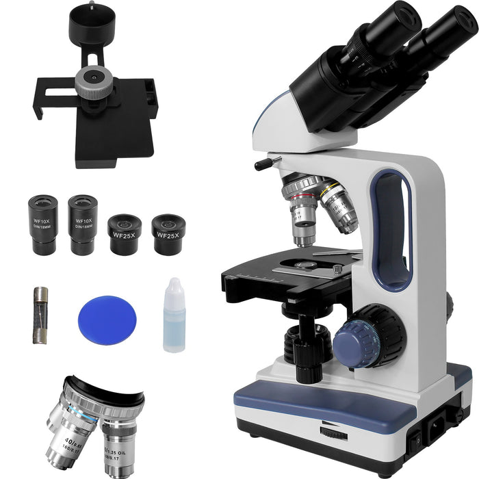 Microscopio Binocular Acromatico 10x-100x Profesional Color Blanco