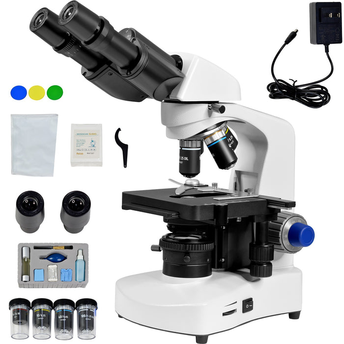 Microscopio Binocular Planacromatico 10x-1000x Profesional Color Blanco