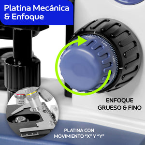 Microscopio Acromatico Binocular Camara 10x-100x Profesional Color Blanco