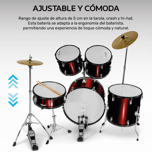 Bateria Musical Acustica 5 Piezas 22 Tambor Baquetas