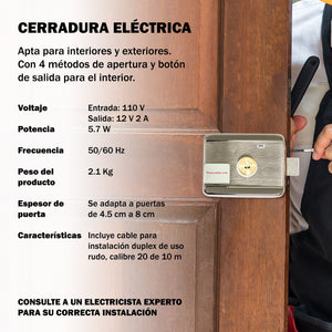 Chapa Cerradura Electrica Control Rfdi Acceso Inteligente