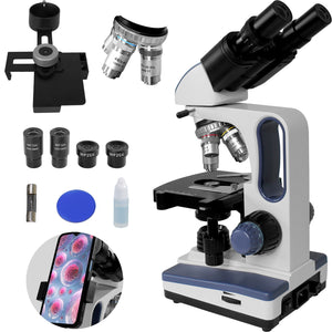 Microscopio Binocular Acromatico 10x-100x Profesional Color Blanco