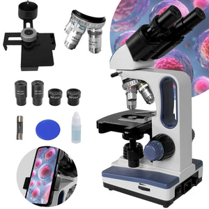 Microscopio Binocular Acromatico 10x-100x Profesional Color Blanco