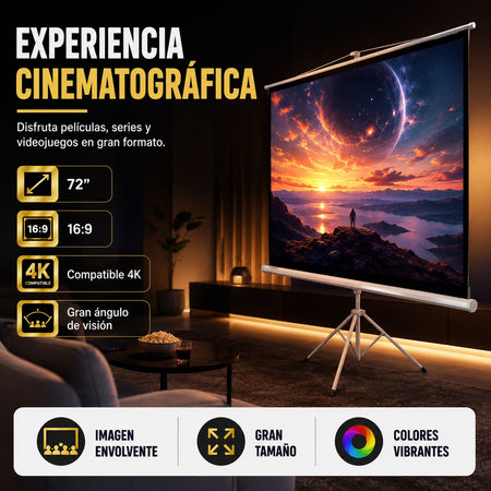 Pantalla De Proyeccion Manual Con Tripie 72 Pulgadas