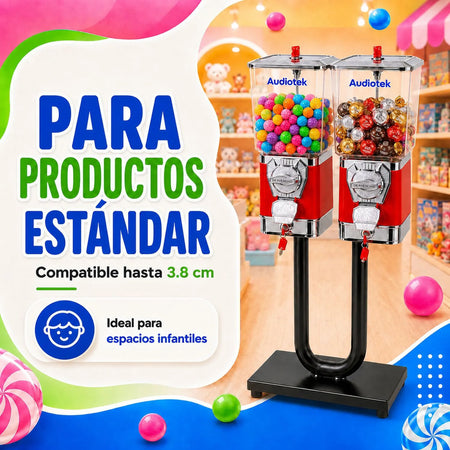 Chiclera Expendedora Dulces Doble Pelotas Vending 2/5 Pesos Rojo