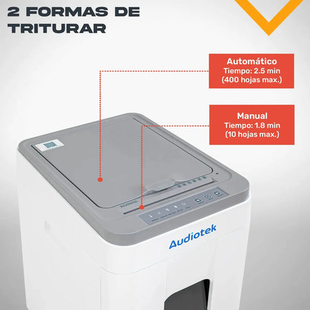 Trituradora De Papel Corte Cruzado 400 Hojas Seguridad P-5 Color Blanco