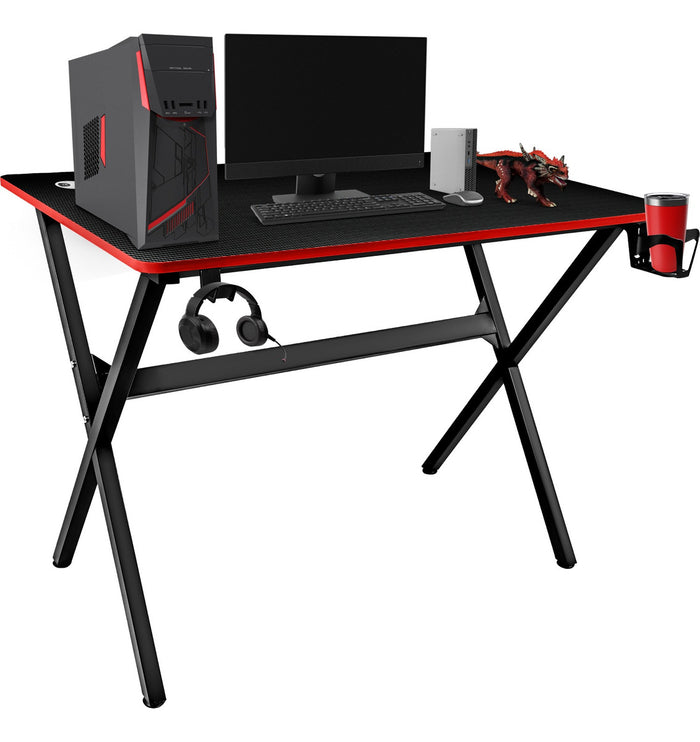 Escritorio Gamer Acero Mesa Mdf Portavasos Soporte Audifonos