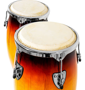 Set Congas 11 Y 12 Pulgadas Con Soportes Parche De Cuero