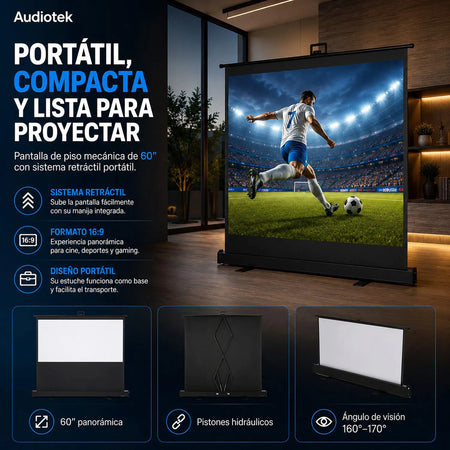 Pantalla Proyector Manual Pull Up Ultracontraste 60' Full Hd