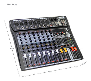 Consola Mezcladora 8 Canales Bluetooth Usb Estudio Sonido