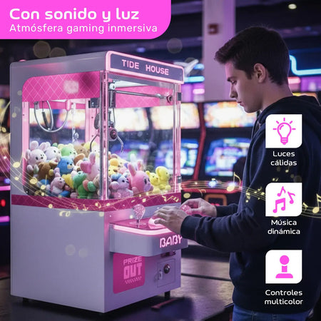 Mini Maquina Garra Peluche Mini Doll Caza Luz Sonido Tankman Color Rosa