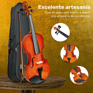 Violín Acústico 4/4 Incluye Arco, Brea y Estuche Color Madera