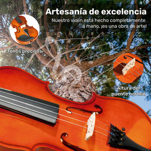 Violín Acústico 4/4 Incluye Arco, Brea y Estuche Color Madera