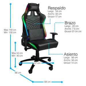Silla Gamer RGB Ergonómica Reclinable Calidad Premium
