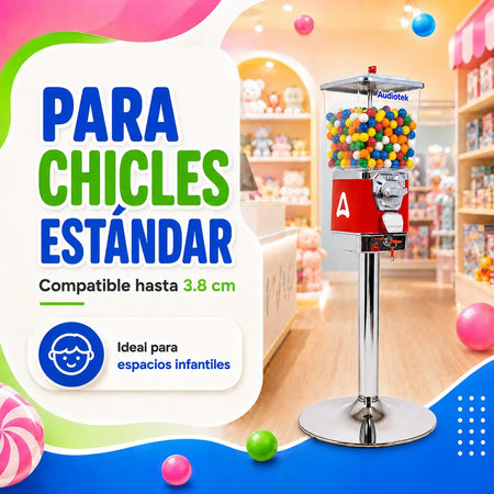 Chiclera Expendedora Dulces Doble Pelotas Vending 10 Pesos Rojo