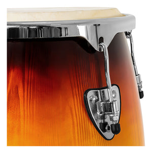 Set Congas 11 Y 12 Pulgadas Con Soportes Parche De Cuero