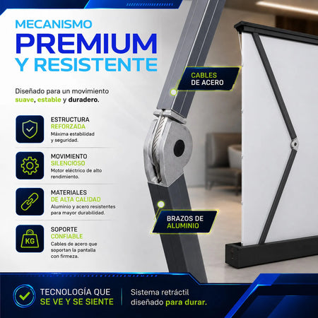 Pantalla Proyector Electrica Pull Up Ultracontraste 72'/80'