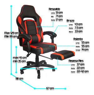 Silla Gamer Ergonómica Reclinable con Reposa Pies