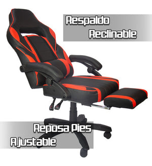 Silla Gamer Ergonómica Reclinable con Reposa Pies