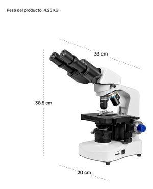 Microscopio Binocular Planacromatico 10x-1000x Profesional Color Blanco
