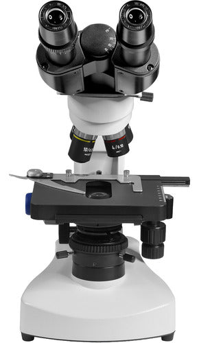 Microscopio Binocular Planacromatico 10x-1000x Profesional Color Blanco