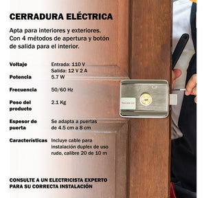 Chapa Cerradura Electrica Control Rfdi Acceso Inteligente