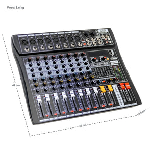 Consola Mezcladora 8 Canales Bluetooth Usb Estudio Sonido