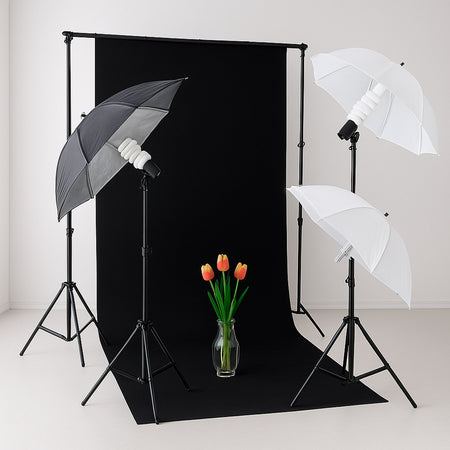 Kit Estudio Fotografico con Pedestales, Telas, Focos y Sombrillas