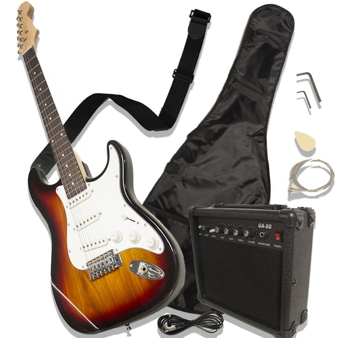 Guitarra Eléctrica Tipo Stratocaster con Amplificador Color Café